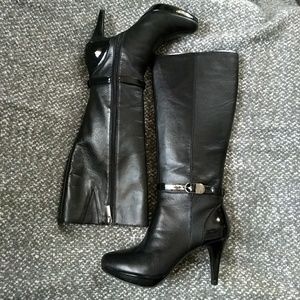 Bandolino Genuine Leather Black Tall Boots